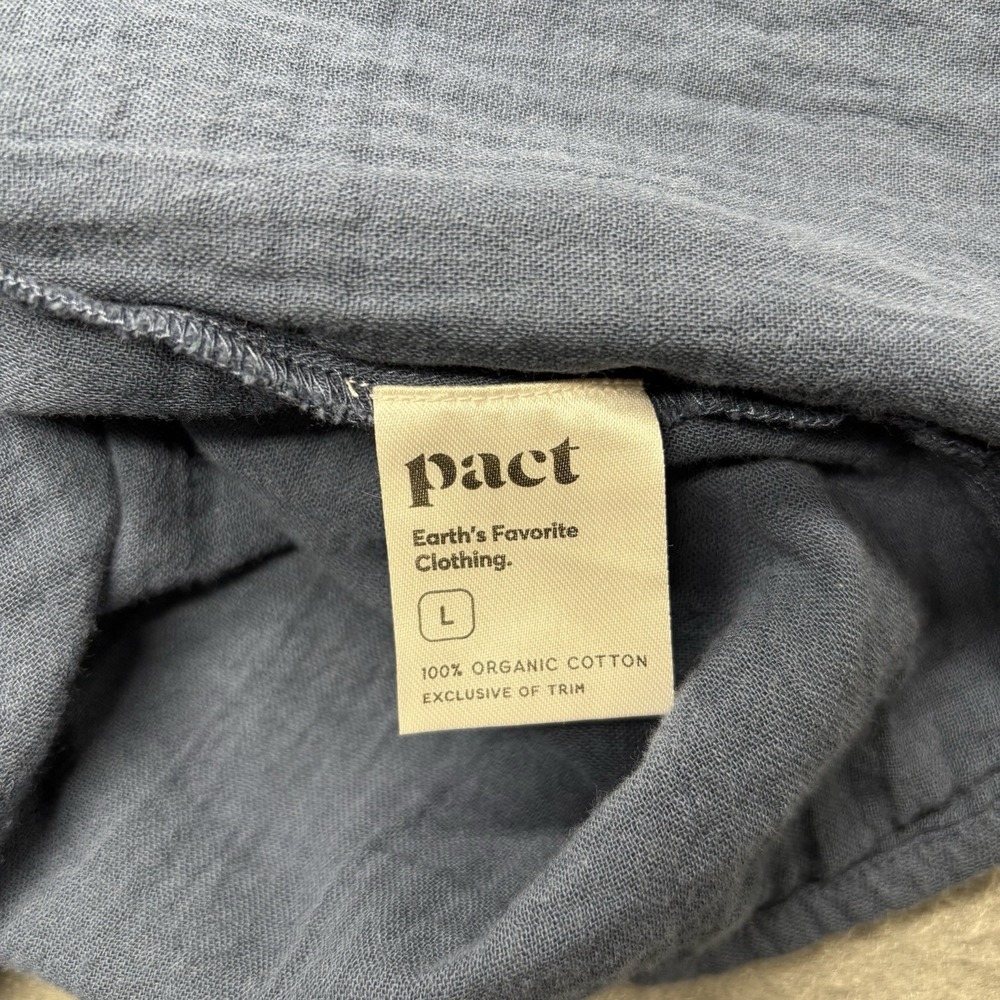 Pact Organic Cotton Gauze Tulip Faux Wrap Midi Skirt Navy Blue Size L Coastal - Picture 10 of 16